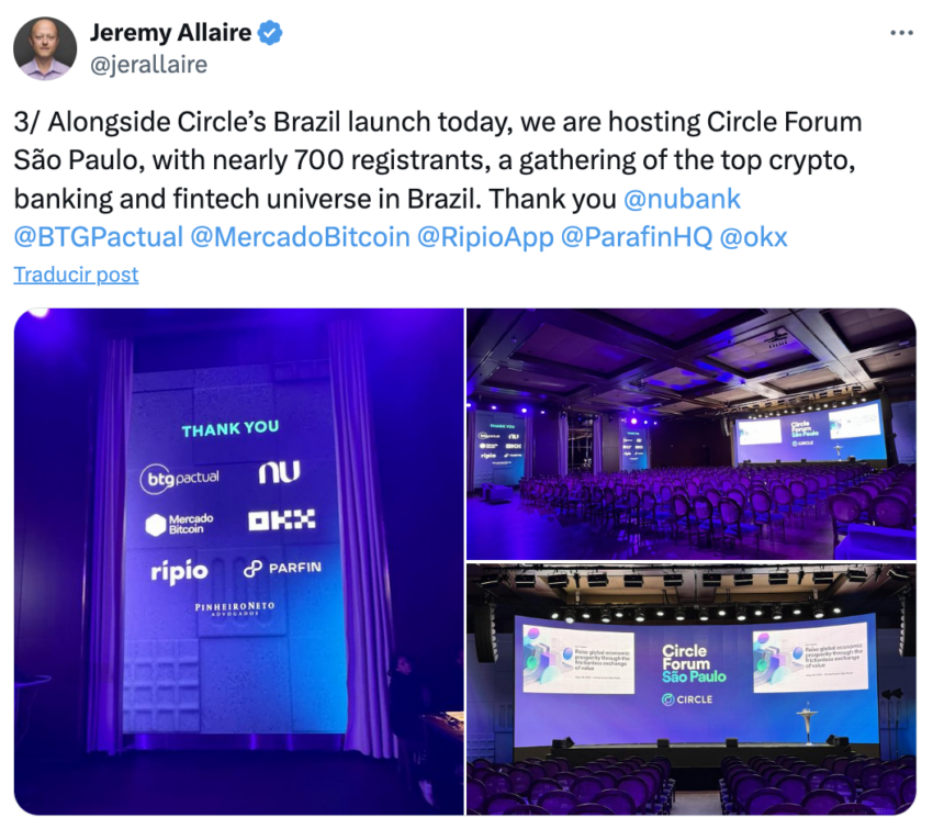 El anuncio de USDC en Brasil, a cargo del CEO de Circle. 